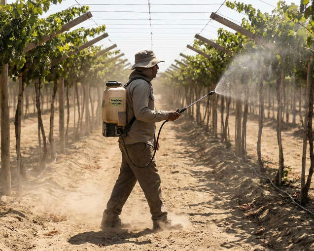Pulverización electrostática ESS en viñedo de Ica