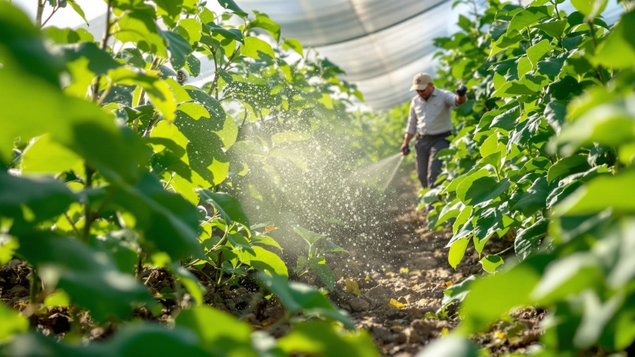 Beauveria aplicado contra mosca blanca y trips en cultivo protegido bajo malla