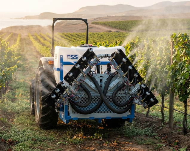 Pulverizador Electrostatico ESS 150RB en viñedo peruano
