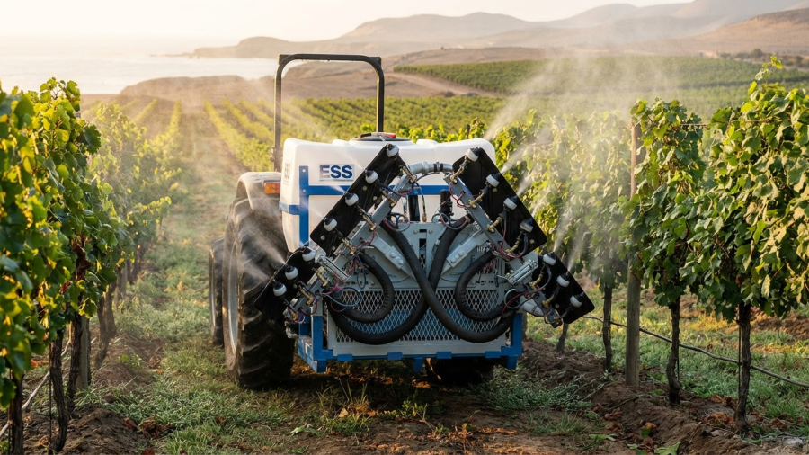 Pulverizador Electrostatico ESS 150RB en viñedo peruano