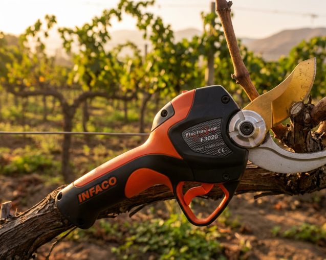 Tijera Electrica INFACO F3020 en viñedo peruano